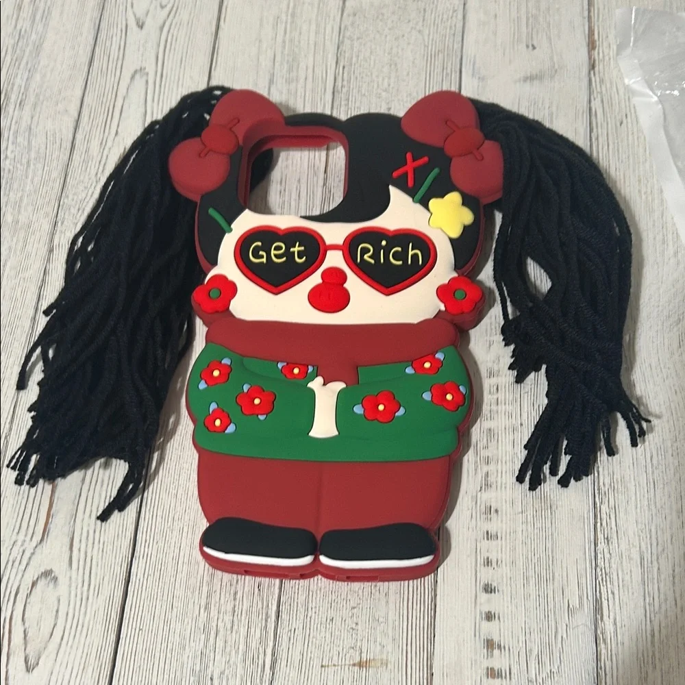 13 Pro Max Cute Cartoon Phone Case with Red and Black Accents